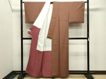 平和屋着物●江戸小紋　万筋　土器色×海松色　正絹　逸品　未使用　CABM5271gh