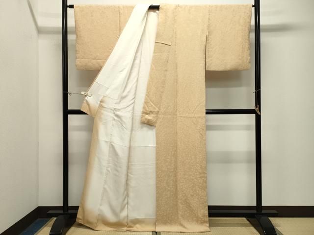 平和屋着物●上質な色無地　舞花地紋　卵色　正絹　逸品　CABM5274gh