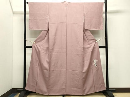 平和屋着物●上質な色無地　作家物　紗綾形地紋　薄柿色　正絹　逸品　CABM5275gh