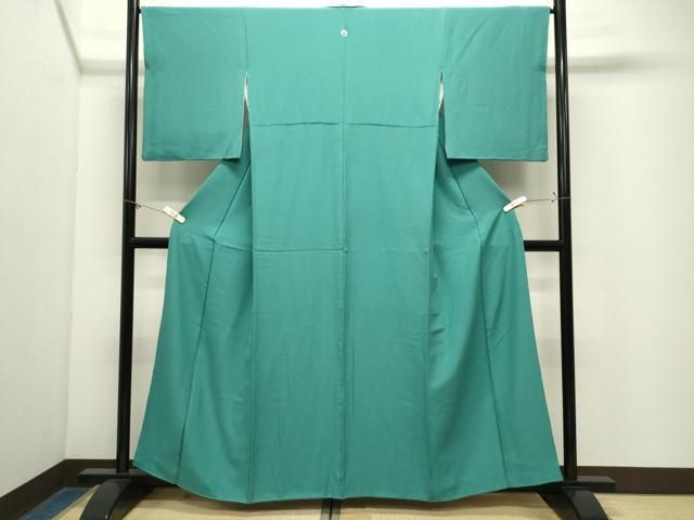 平和屋着物●上質な色無地　翡翠色　正絹　逸品　CABM5284gh