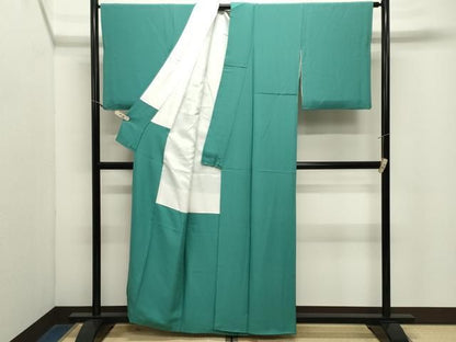 平和屋着物●上質な色無地　翡翠色　正絹　逸品　CABM5284gh