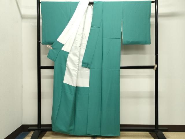 平和屋着物●上質な色無地　翡翠色　正絹　逸品　CABM5284gh