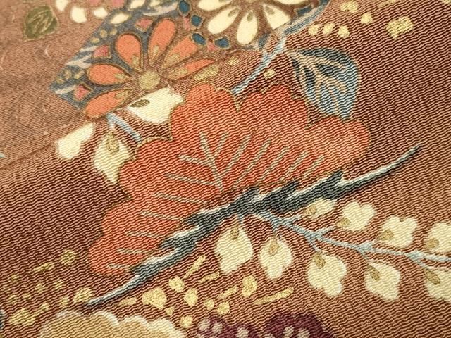 平和屋着物●上質な小紋　松花文　金彩　鬼しぼ縮緬　正絹　逸品　CABM5287gh