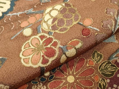 平和屋着物●上質な小紋　松花文　金彩　鬼しぼ縮緬　正絹　逸品　CABM5287gh