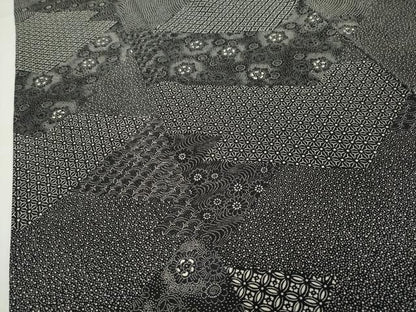 平和屋着物●江戸小紋　寄せ小紋柄　黒地　正絹　逸品　CABM5288gh