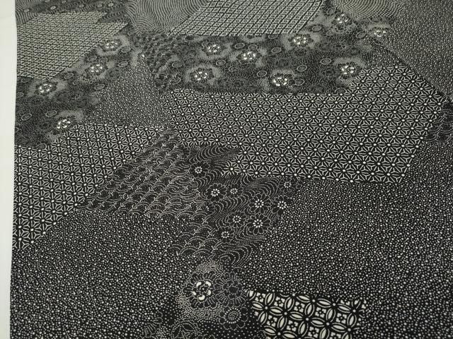 平和屋着物●江戸小紋　寄せ小紋柄　黒地　正絹　逸品　CABM5288gh
