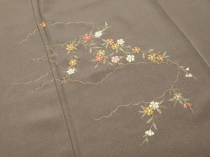 平和屋着物●訪問着　総刺繍　雲取り花文　金糸　正絹　逸品　CABM5290gh