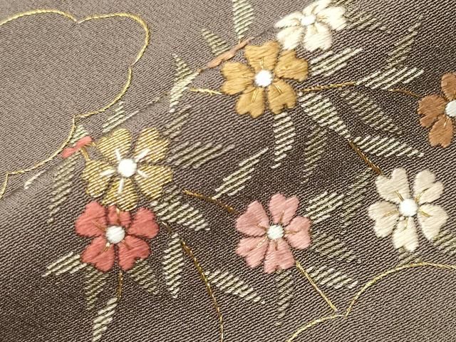平和屋着物●訪問着　総刺繍　雲取り花文　金糸　正絹　逸品　CABM5290gh