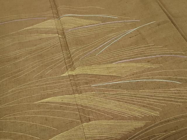平和屋着物●訪問着　紬地　刺繍　立波文　正絹　逸品　CABM5293gh