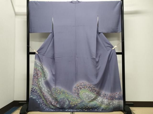 平和屋着物●中国三大刺繍　相良刺繍　色留袖訪問着　絞り　舞桜花文　暈し染め　金彩　ロング丈　正絹　逸品　CABM5295gh