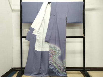 平和屋着物●中国三大刺繍　相良刺繍　色留袖訪問着　絞り　舞桜花文　暈し染め　金彩　ロング丈　正絹　逸品　CABM5295gh