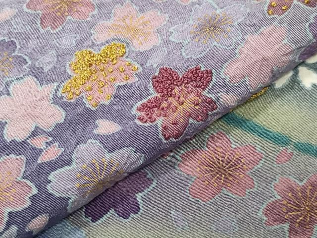 平和屋着物●中国三大刺繍　相良刺繍　色留袖訪問着　絞り　舞桜花文　暈し染め　金彩　ロング丈　正絹　逸品　CABM5295gh