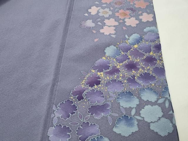 平和屋着物●中国三大刺繍　相良刺繍　色留袖訪問着　絞り　舞桜花文　暈し染め　金彩　ロング丈　正絹　逸品　CABM5295gh