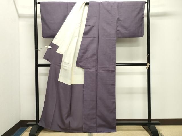 平和屋着物●結城紬　色無地　葡萄鼠色　正絹　逸品　未使用　CABM5300gh