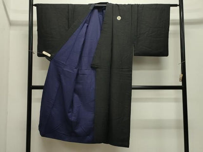 平和屋着物●男性　黒紋付　羽織セット　正絹　逸品　CABM5301gh