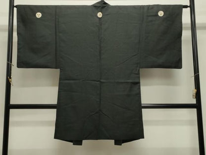 平和屋着物●男性　黒紋付　羽織セット　正絹　逸品　CABM5301gh