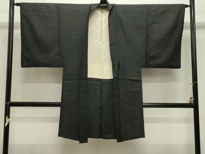 平和屋着物●男性　黒紋付　羽織セット　正絹　逸品　CABM5301gh