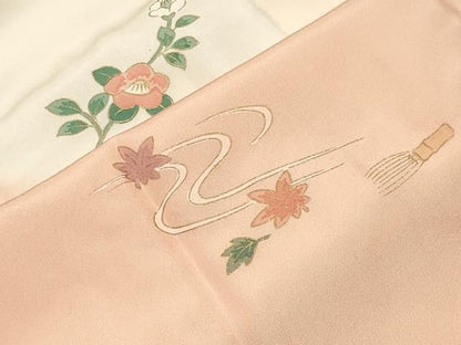 平和屋着物●長襦袢　無双仕立て　仕覆花文　暈し染め　金彩　正絹　逸品　CABM5307gh