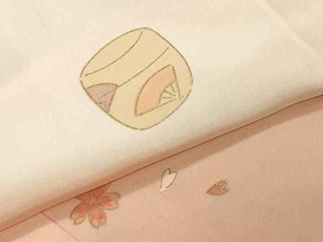平和屋着物●長襦袢　無双仕立て　仕覆花文　暈し染め　金彩　正絹　逸品　CABM5307gh