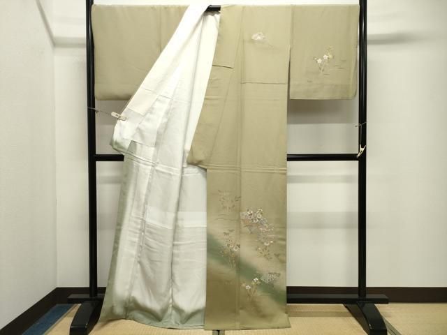 平和屋着物●中国三大刺繍　スワトウ刺繍　訪問着　扇面花文　暈し染め　金銀彩　正絹　逸品　CABM5308gh
