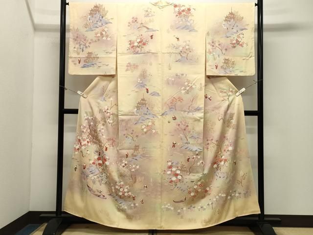 平和屋着物●訪問着　人物風景文　暈し染め　正絹　逸品　CABM5318gh