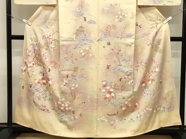 平和屋着物●訪問着　人物風景文　暈し染め　正絹　逸品　CABM5318gh