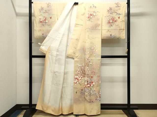 平和屋着物●訪問着　人物風景文　暈し染め　正絹　逸品　CABM5318gh
