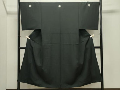 平和屋着物●男性　黒紋付　正絹　逸品　CABM5326gh