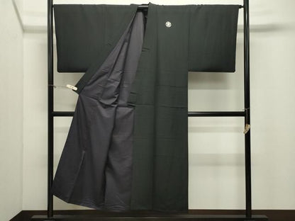 平和屋着物●男性　黒紋付　正絹　逸品　CABM5326gh
