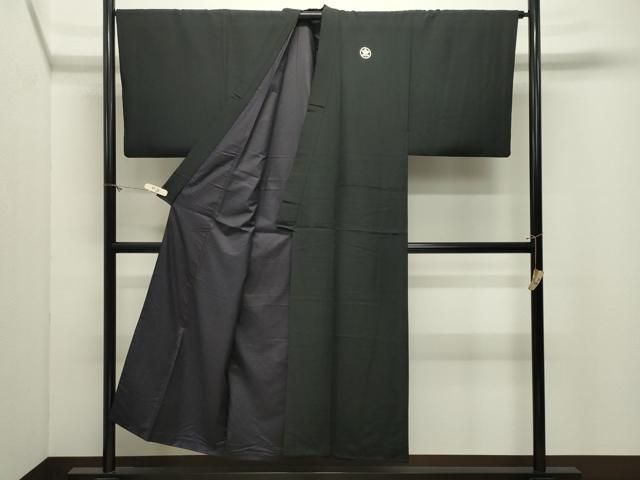 平和屋着物●男性　黒紋付　正絹　逸品　CABM5326gh