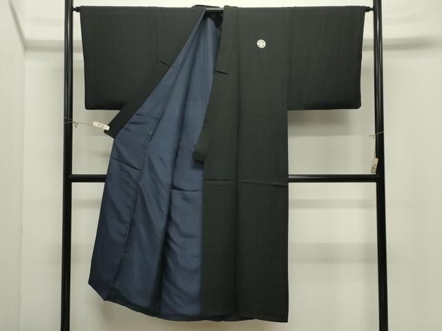 平和屋着物●男性　黒紋付　羽織セット　正絹　逸品　CABM5328gh