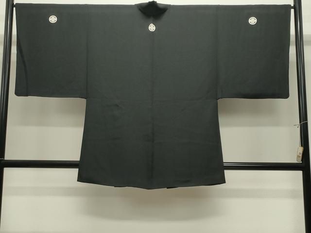 平和屋着物●男性　黒紋付　羽織セット　正絹　逸品　CABM5328gh