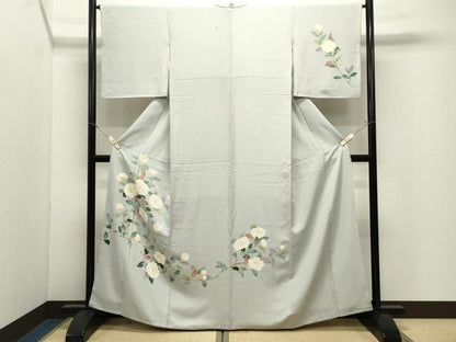 平和屋着物●本加賀友禅作家　南克治　訪問着　枝牡丹　正絹　逸品　CABM5334gh