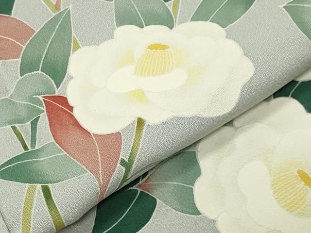 平和屋着物●本加賀友禅作家　南克治　訪問着　枝牡丹　正絹　逸品　CABM5334gh