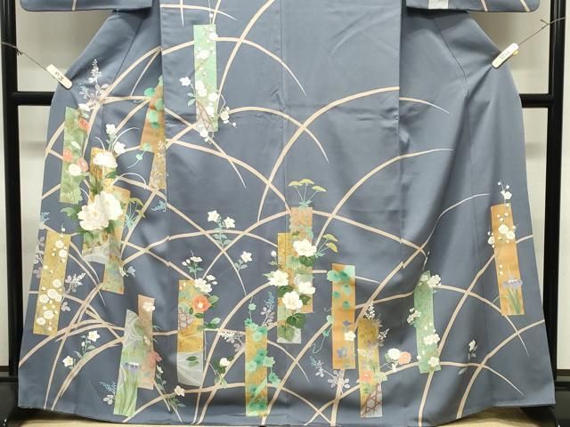平和屋着物●訪問着　短冊花文　金彩　正絹　逸品　CABM5342gh