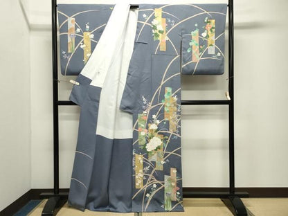 平和屋着物●訪問着　短冊花文　金彩　正絹　逸品　CABM5342gh