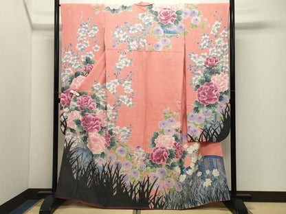 平和屋着物●名門　藤娘きぬたや・総絞り　振袖　花車文　正絹　逸品　CABM5350gh