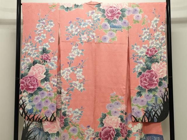 平和屋着物●名門　藤娘きぬたや・総絞り　振袖　花車文　正絹　逸品　CABM5350gh