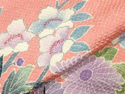 平和屋着物●名門　藤娘きぬたや・総絞り　振袖　花車文　正絹　逸品　CABM5350gh