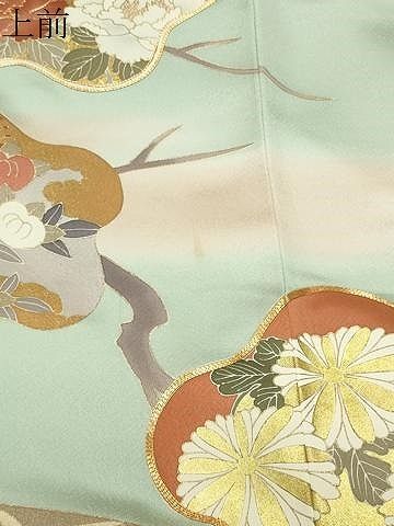 平和屋着物●豪華色留袖　駒刺繍　流水枝花文　暈し染め　金彩　正絹　逸品　未使用　CABM5352gh