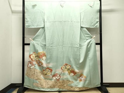 平和屋着物●豪華色留袖　駒刺繍　流水枝花文　暈し染め　金彩　正絹　逸品　未使用　CABM5352gh