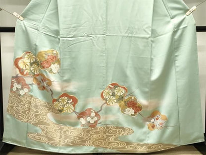 平和屋着物●豪華色留袖　駒刺繍　流水枝花文　暈し染め　金彩　正絹　逸品　未使用　CABM5352gh