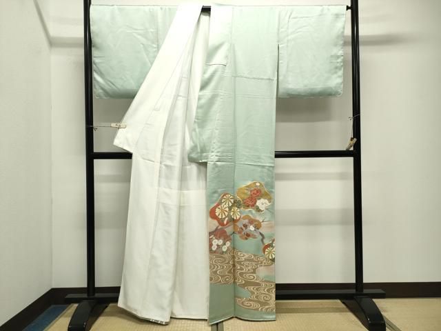 平和屋着物●豪華色留袖　駒刺繍　流水枝花文　暈し染め　金彩　正絹　逸品　未使用　CABM5352gh