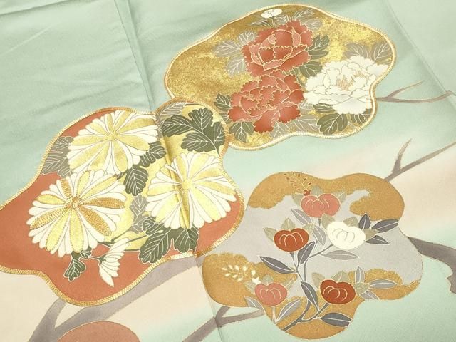 平和屋着物●豪華色留袖　駒刺繍　流水枝花文　暈し染め　金彩　正絹　逸品　未使用　CABM5352gh