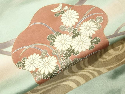 平和屋着物●豪華色留袖　駒刺繍　流水枝花文　暈し染め　金彩　正絹　逸品　未使用　CABM5352gh