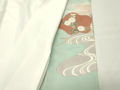 平和屋着物●豪華色留袖　駒刺繍　流水枝花文　暈し染め　金彩　正絹　逸品　未使用　CABM5352gh