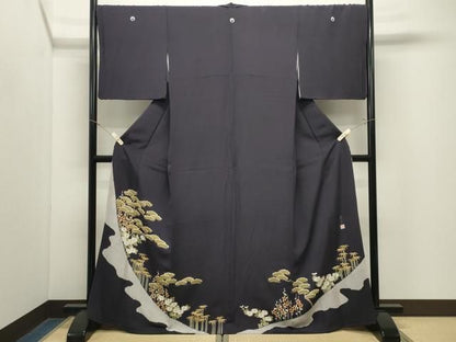 平和屋着物●豪華色留袖　作家物　駒刺繍　松竹梅文　金彩　正絹　逸品　CABM5357gh