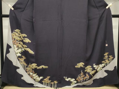 平和屋着物●豪華色留袖　作家物　駒刺繍　松竹梅文　金彩　正絹　逸品　CABM5357gh