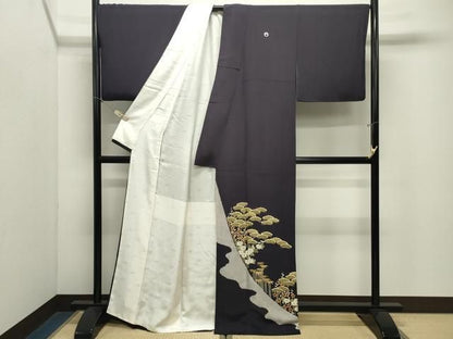 平和屋着物●豪華色留袖　作家物　駒刺繍　松竹梅文　金彩　正絹　逸品　CABM5357gh