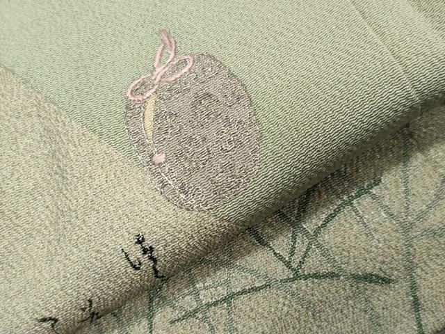 平和屋着物●松尾光琳　色留袖　刺繍　仕覆文　銀彩　鬼しぼ縮緬　正絹　逸品　CABM5358gh